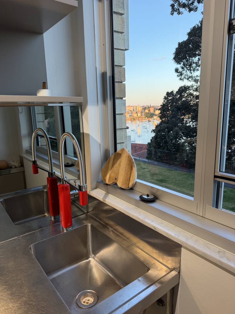 Filtered water tapware installed at a harbour-side kitchen sink